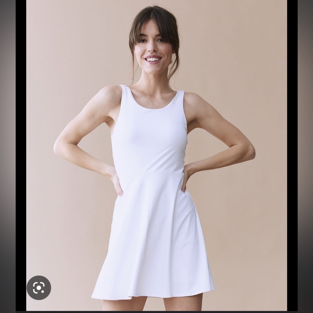 White Racerback Tennis Dress with Built in Shorts